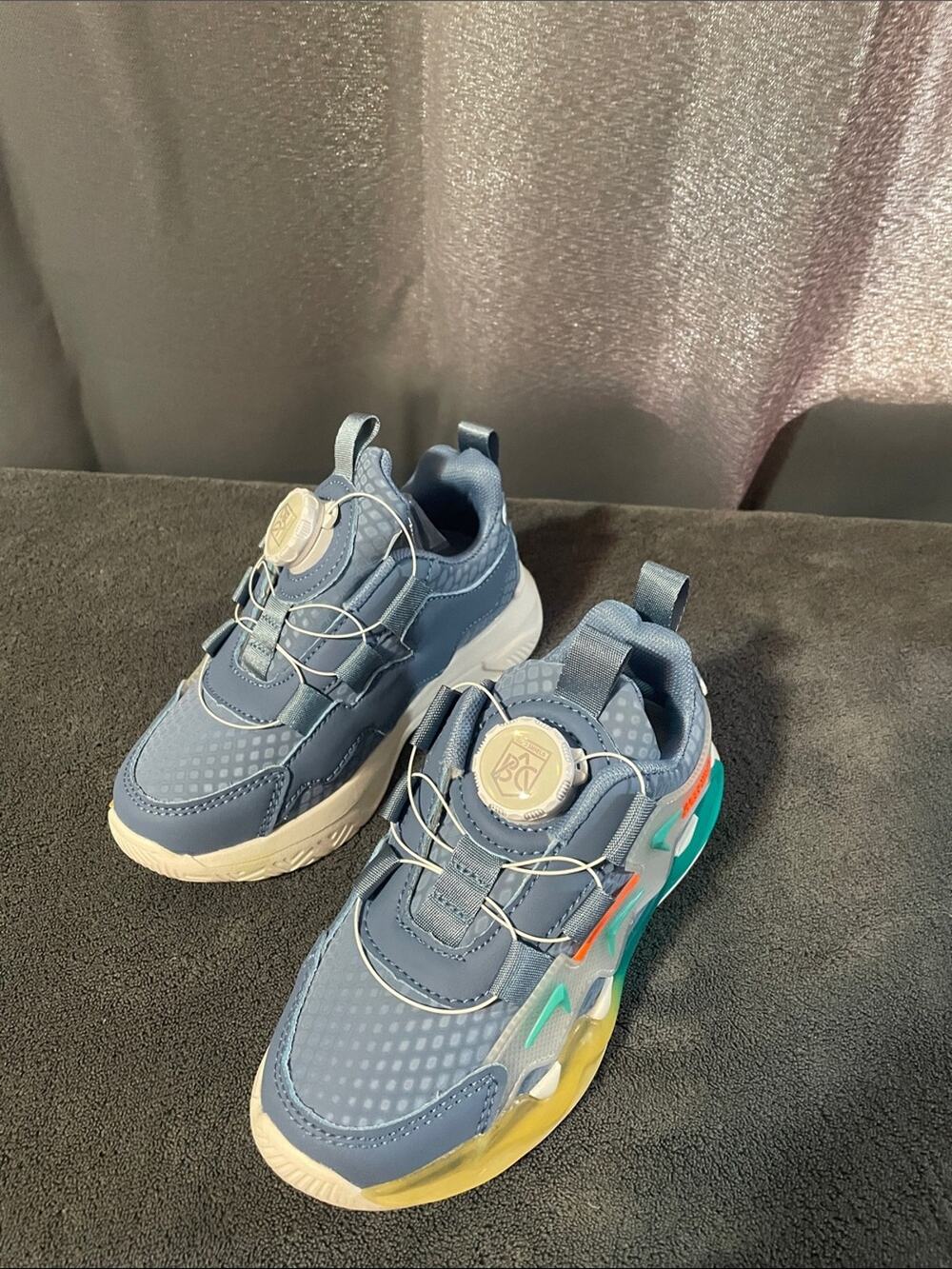 Blue Kids Chunky Sneakers with Colorful Sole Accents NWOT